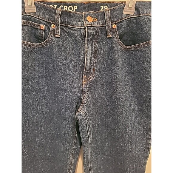 J. Crew 9" Billie Demi Boot Crop Raw Hem Medium Wash Blue Denim jeans Sz 29 - Picture 2 of 7
